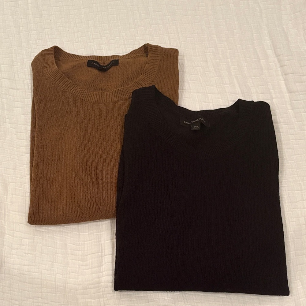 Set of 2: Banana Republic Knit 3/4 Length Sleeve Sweaters